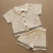 Crochet baby set with collar and wooden buttons – breathable, unisex | 0–2 years