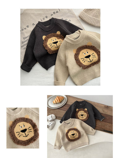 Baby jumper with lion design – soft, comfortable cotton | Kids' sweater