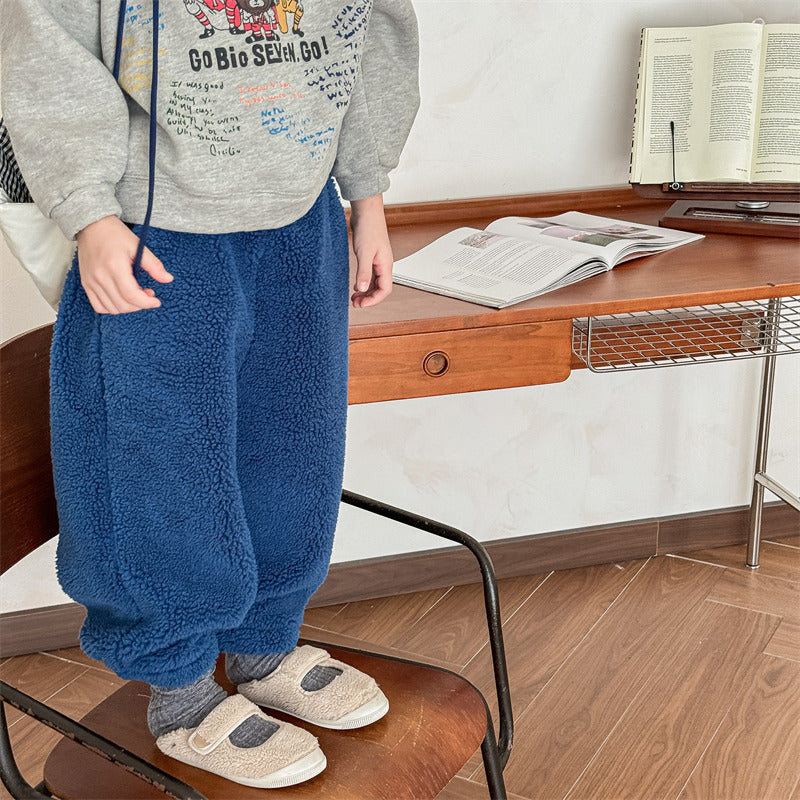 Teddy fleece joggers for kids – warm and stretchy | Toddler jogging bottoms
