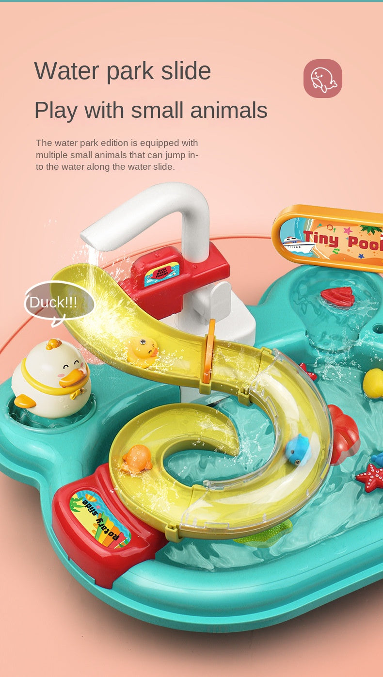 Water table with working pump – fishing game & waterway | outdoor toy