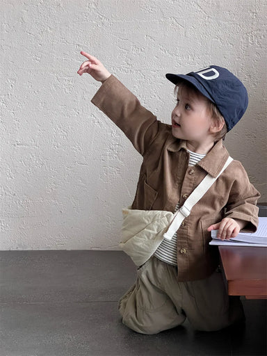 Corduroy baby jacket with wooden buttons – soft, breathable cotton | unisex
