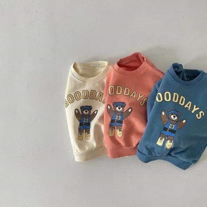 Jumper with bear print – soft cotton, oversized fit | unisex baby jumper