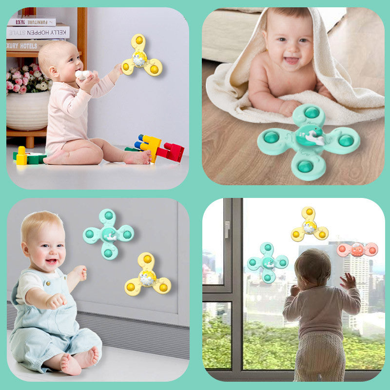 3-piece fidget spinner bath toy set – suction cups, sensory play | toddlers