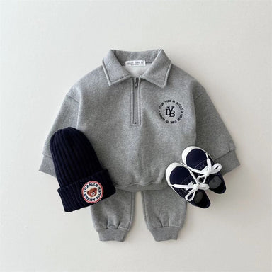 Fleece trousers and jumper set with half-zip – warm, soft, elasticated waist | Baby winter outfit