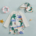 UV swimsuit with shark print and sun hat – Long sleeves, quick-drying | Boys 0-5yrs