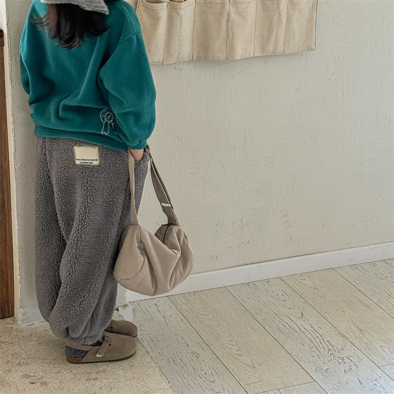 Teddy fleece joggers for kids – warm and stretchy | Toddler jogging bottoms