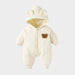 Baby onesie with bear ears – warm, fleece-lined, easy zip | unisex babygrow