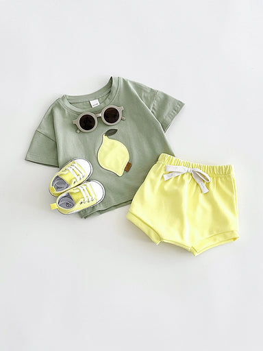 Baby summer set with lemon print – soft cotton t-shirt and shorts | baby & toddler
