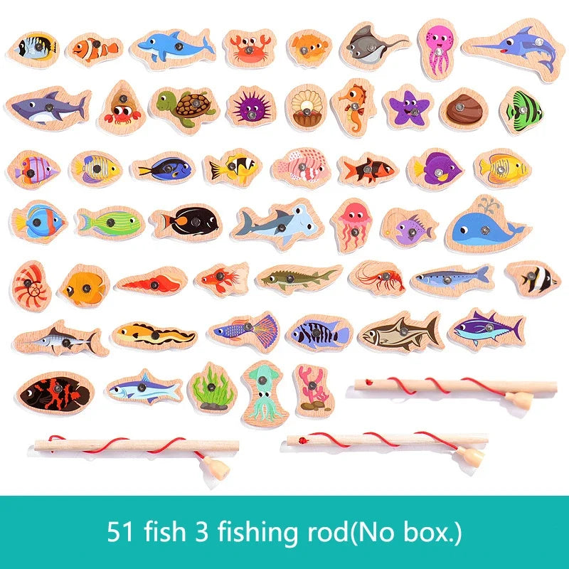 Magnetic wooden fishing game with sea animals – boosts fine motor skills | Montessori toy