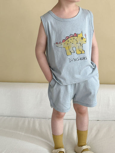 Kids' dino print summer set – soft cotton, relaxed fit | shirt & shorts