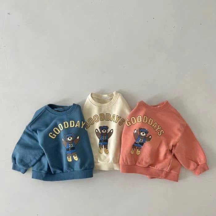 Jumper with bear print – soft cotton, oversized fit | unisex baby jumper