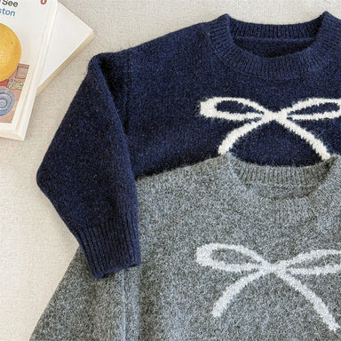 Knitted jumper with bow detail – soft, warm cotton knit | girls