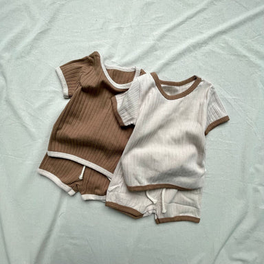 Soft ribbed lounge set for babies and toddlers – Breathable, stretchy, unisex | Summer outfit