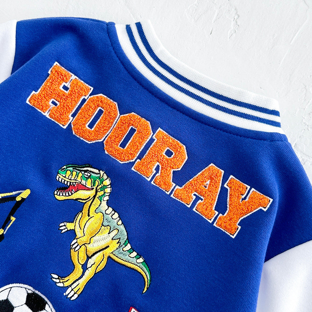 Baseball jacket with ribbed cuffs – soft lining, easy button fastening | kids outerwear