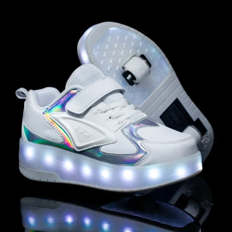 LED trainers with wheels – light-up soles, 2-in-1 walk and roll | kids' skate shoes