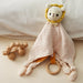 Baby comforter with wooden teether and rattle – soft cotton, soothes teething | Cuddle toy