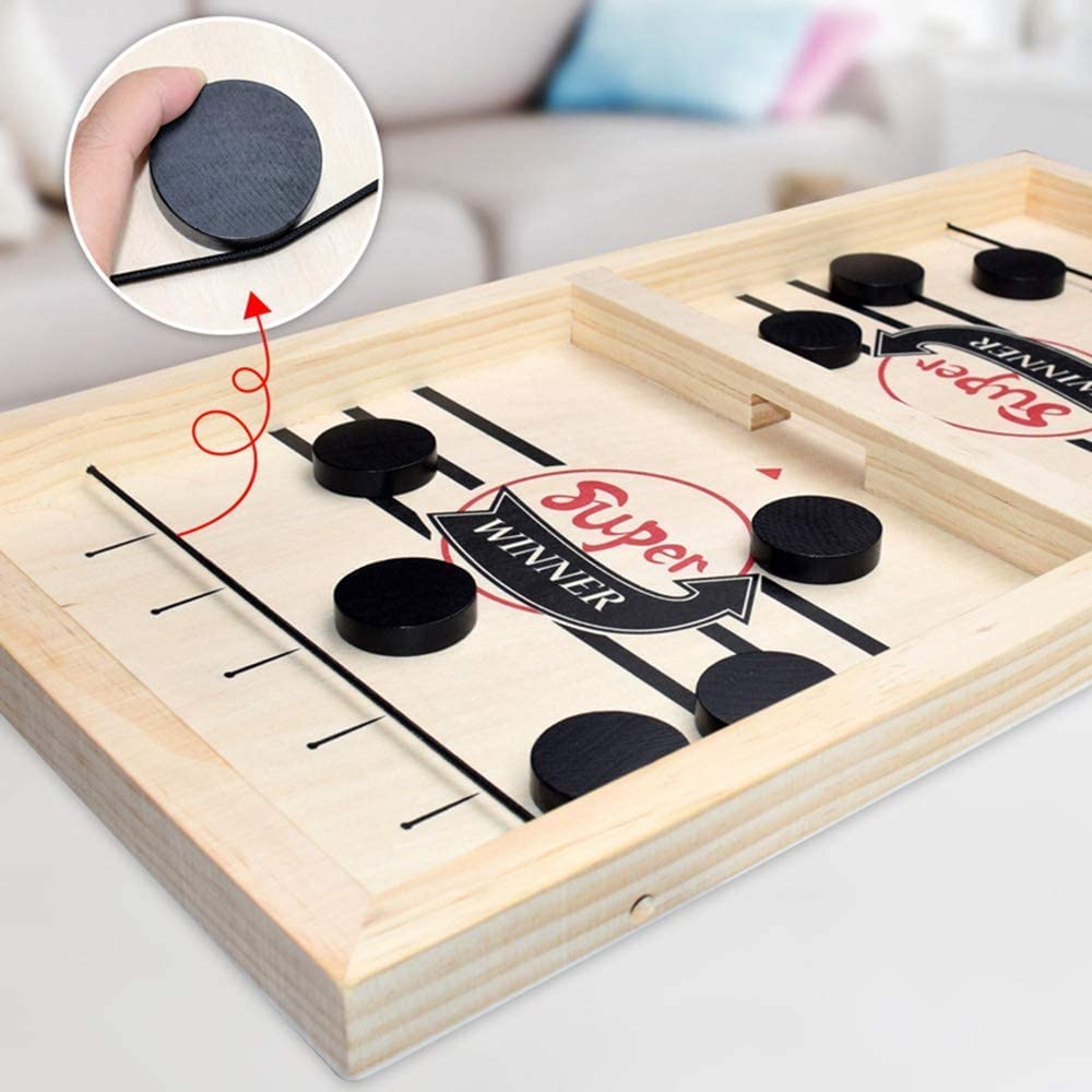 2-in-1 table game combines shuffleboard and football – compact, wooden | Family fun