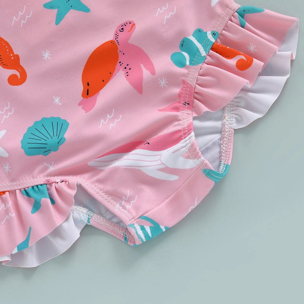 Girls' UV swimsuit with sun hat – long sleeves, quick-drying, full movement | baby swimwear