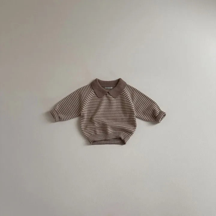 Striped polo jumper in soft cotton – classic collar, unisex fit | kids tops