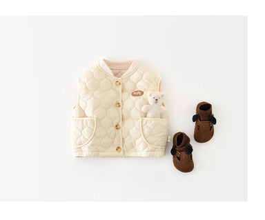 Quilted bodywarmer keeps kids warm and cosy – lightweight, button fastening | unisex