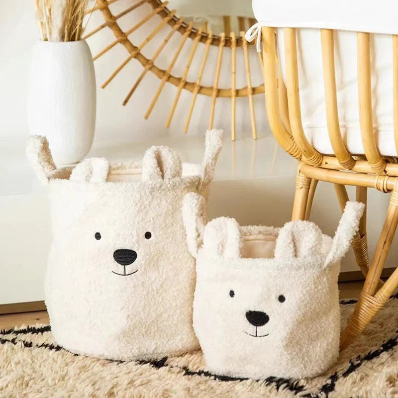 Soft teddy storage basket – foldable, washable and cute design | for nurseries