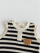Striped summer set with bear embroidery – soft, stretchy, elastic waist | baby & toddler