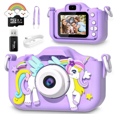 Kids' unicorn camera takes photos and videos – 32GB SD card included | For young photographers