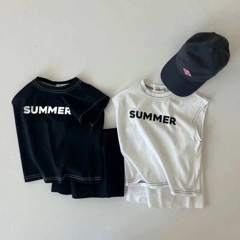 Toddler summer set in soft cotton – sleeveless top and shorts | unisex
