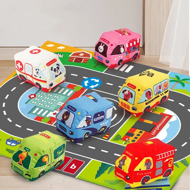 Soft car toy set with play mat – 9 vehicles, foldable & safe | toy cars