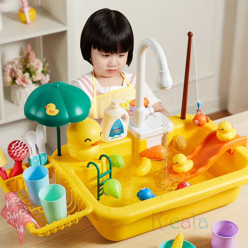 Water play table with working tap and ducks – fountain, accessories | outdoor toy