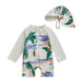 UV swimsuit with shark print and sun hat – Long sleeves, quick-drying | Boys 0-5yrs