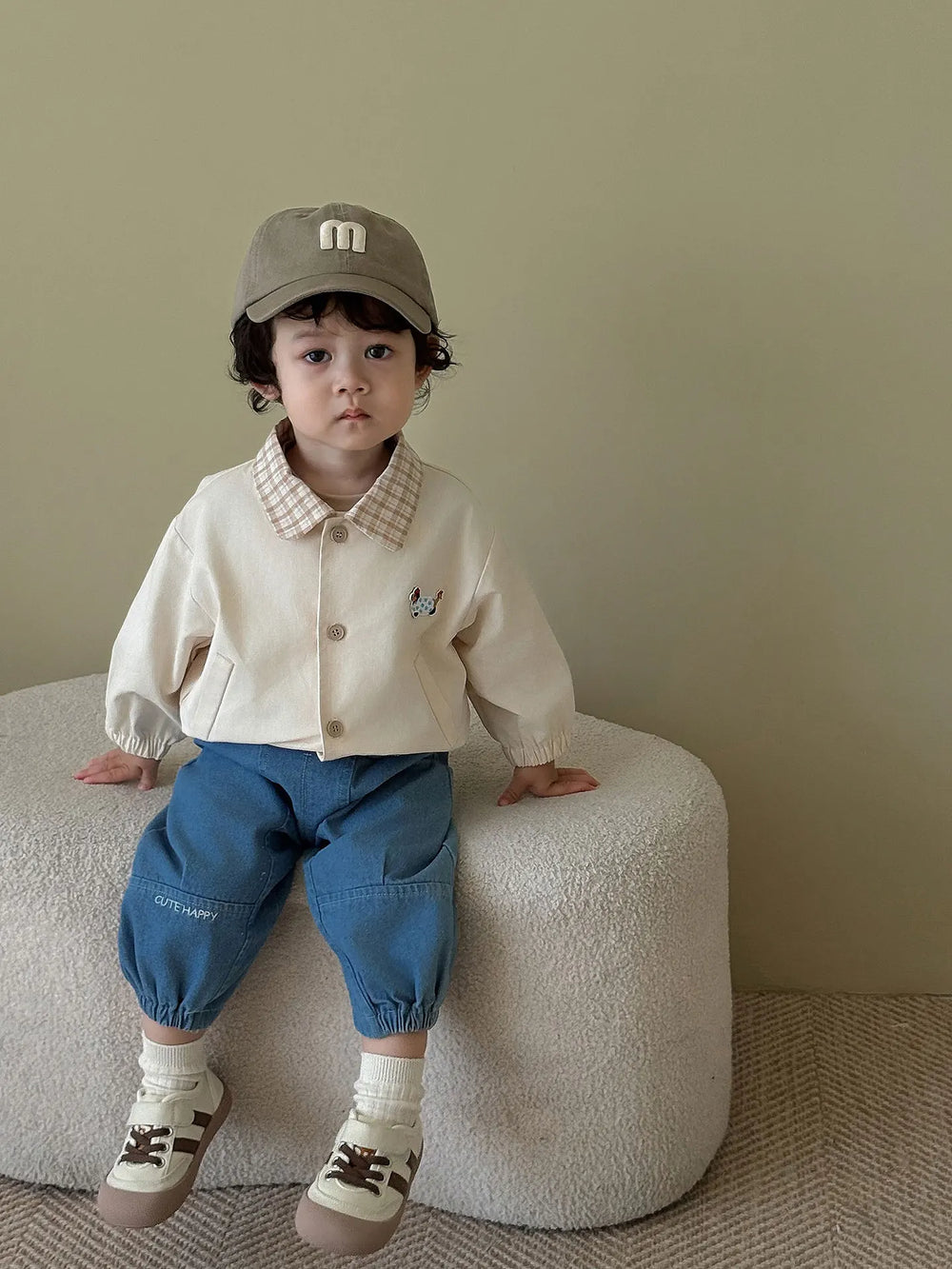 Baby and toddler baseball jacket with patchwork design – elastic cuffs | unisex autumn wear