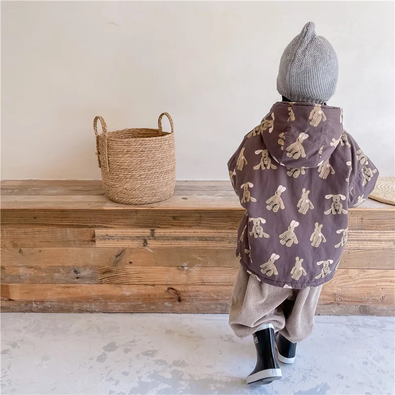 Hooded coat with soft cuddly fabric – warm, breathable, machine washable | kids