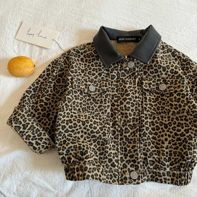 Children's jacket with leopard print – soft cotton lining, press-stud fastening | unisex