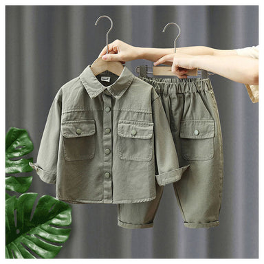 Two-piece cotton outfit with button fastening – soft, elastic waist | unisex kids set