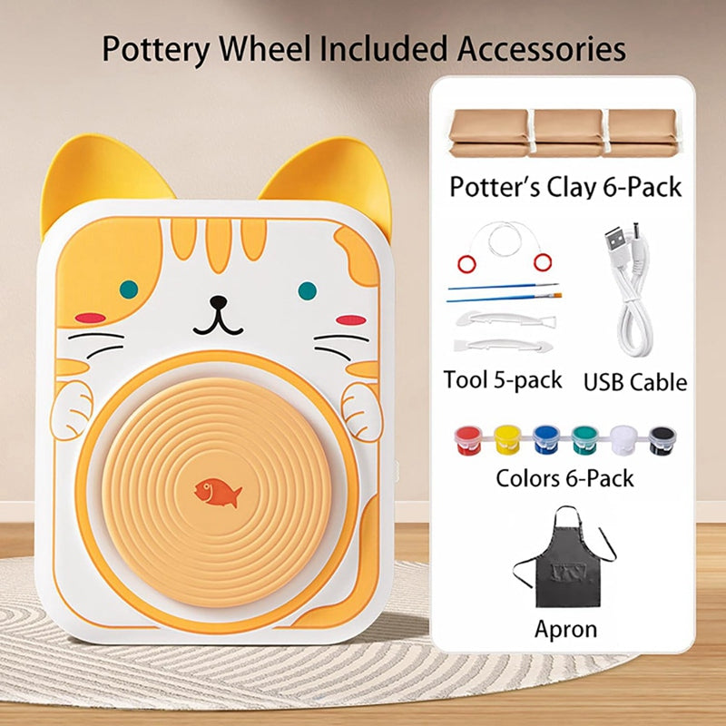 Kids pottery set with spinning wheel – clay, paint & tools | ages 3+