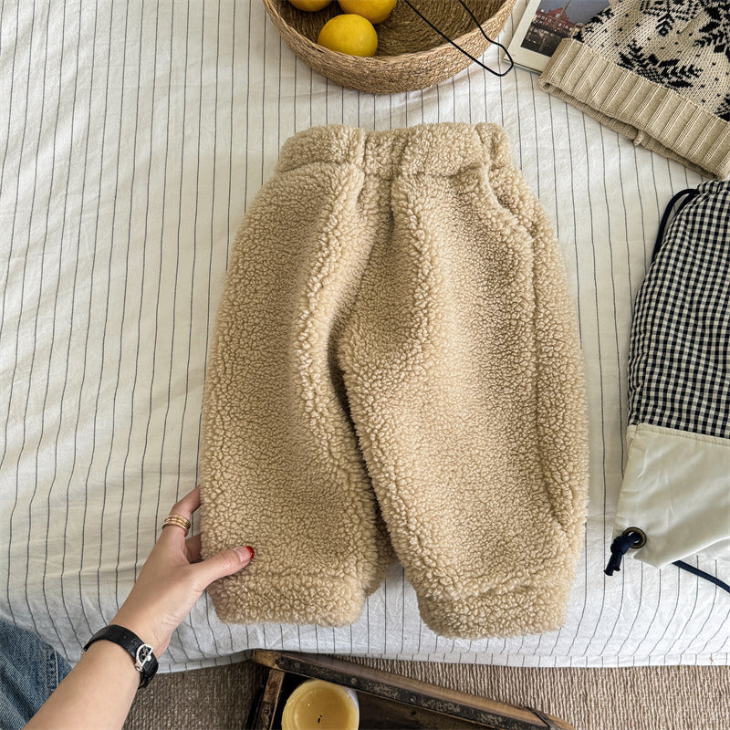 Teddy fleece joggers for kids – warm and stretchy | Toddler jogging bottoms