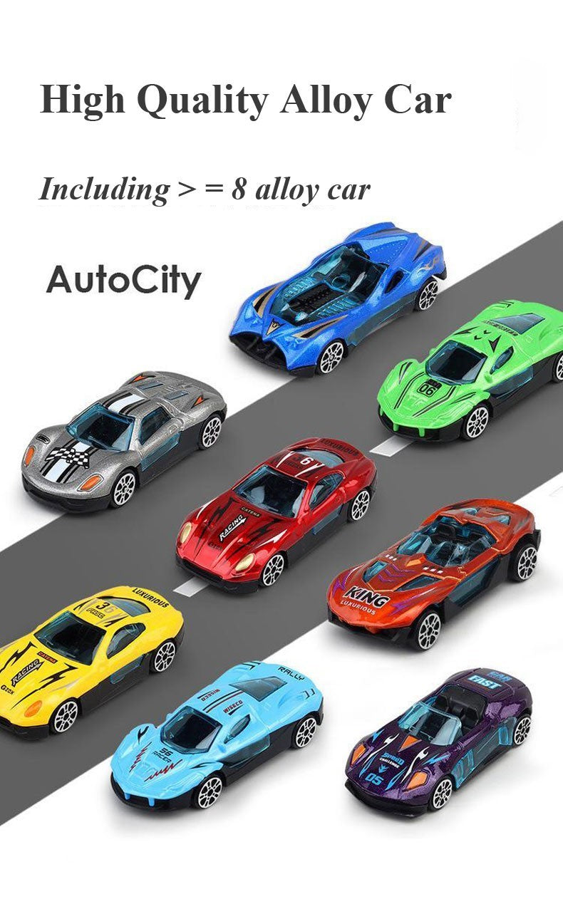 Toy transport truck with 8 miniature cars – durable, realistic design | kids 3+