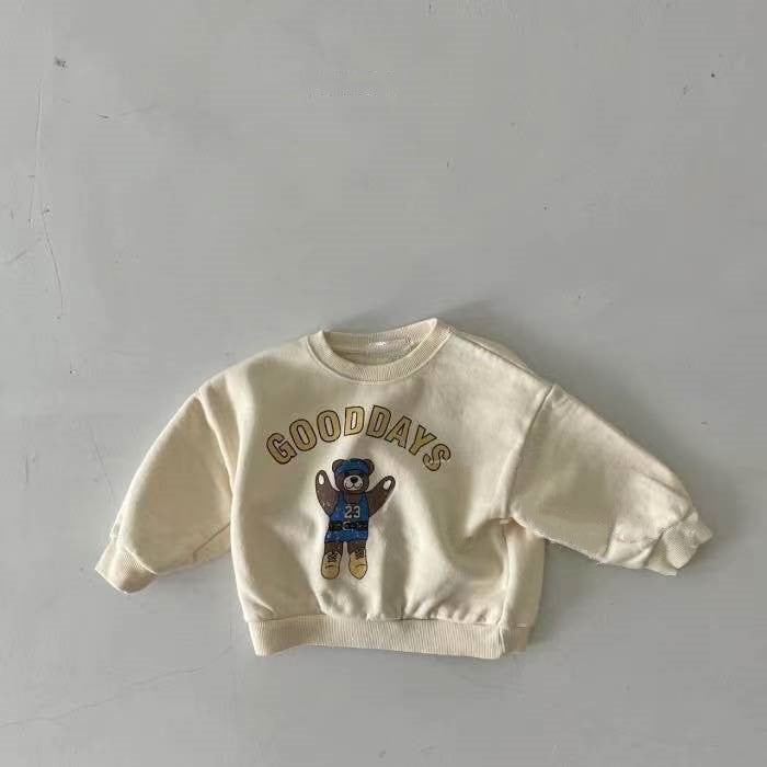 Jumper with bear print – soft cotton, oversized fit | unisex baby jumper