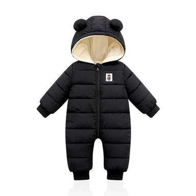 Baby snowsuit with warm fleece lining – elastic cuffs, cute hat, easy zip | unisex winter wear