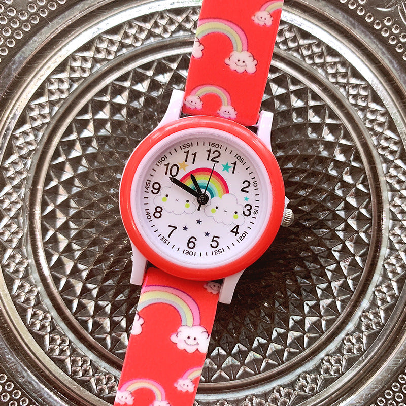 Children's watch rainbow design – learn to tell time, soft strap | ages 3+