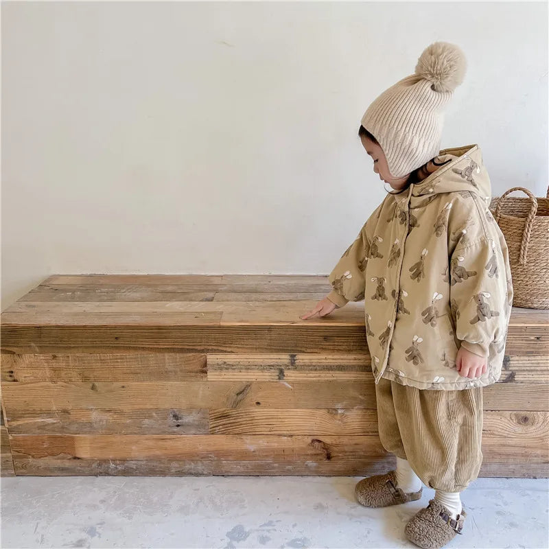 Hooded coat with soft cuddly fabric – warm, breathable, machine washable | kids
