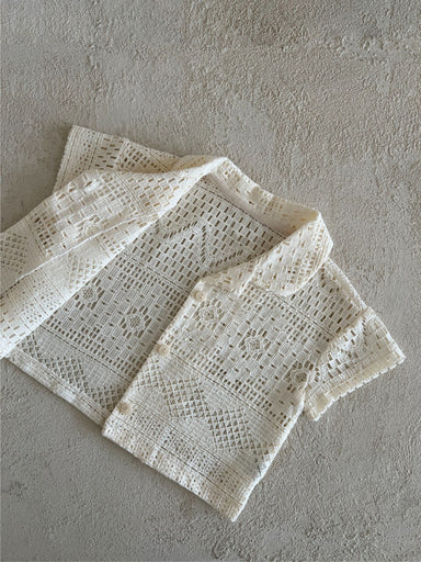 Cotton baby blouse with crochet lace – Button fastening, soft comfort | Girls