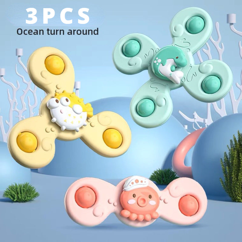 3-piece fidget spinner bath toy set – suction cups, sensory play | toddlers