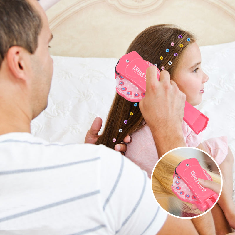 Hair glitter tool adds sparkle safely – no glue, reusable gems | girls hair toy