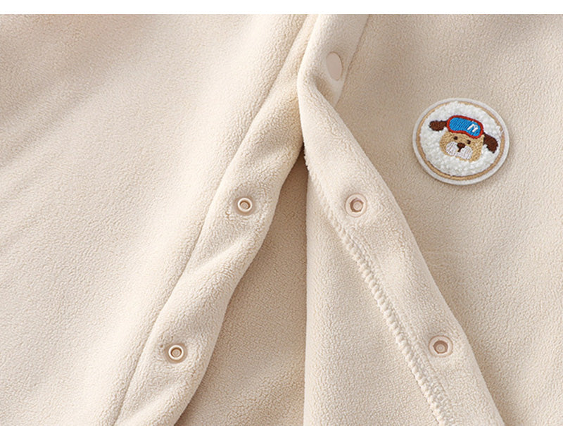 Fleece gilet keeps kids warm – soft, zip, dog print | unisex bodywarmer
