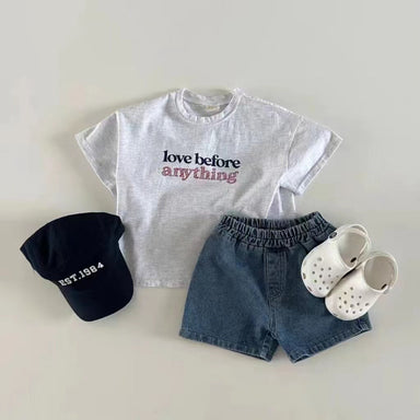 Denim shorts with elastic waistband – soft cotton, durable fabric | kids shorts