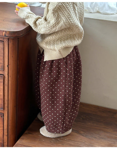 Polka dot trousers with elasticated waist – soft cotton, wide fit | girls