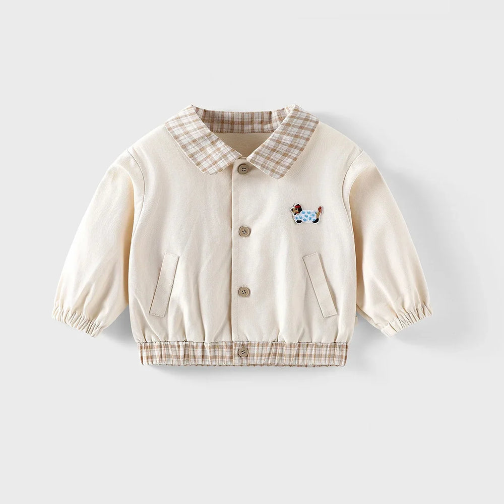 Baby and toddler baseball jacket with patchwork design – elastic cuffs | unisex autumn wear