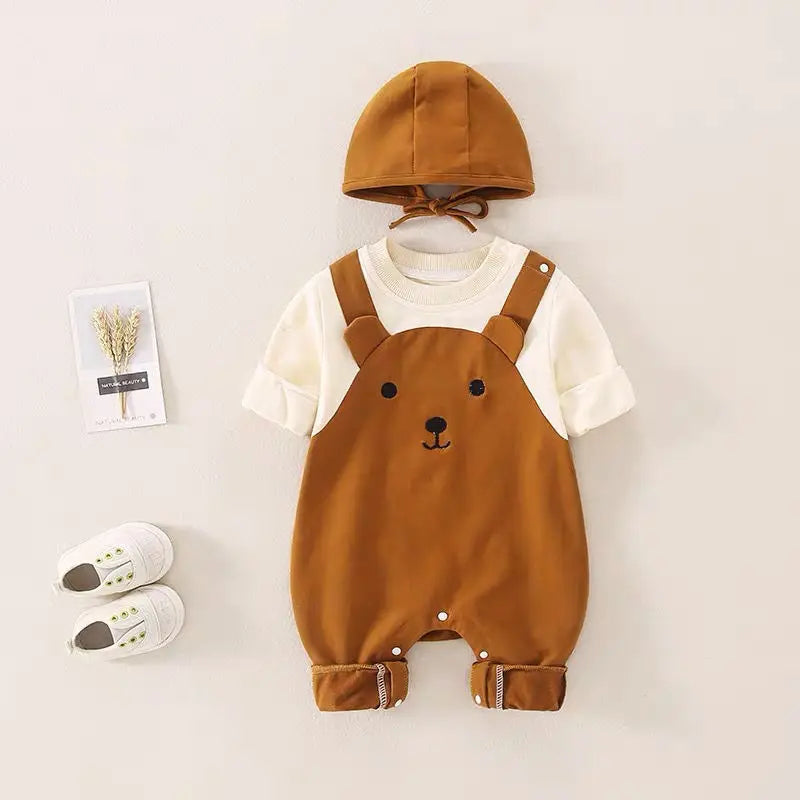 Hooded onesie with warm cotton fabric – soft, breathable and easy to wear | for babies